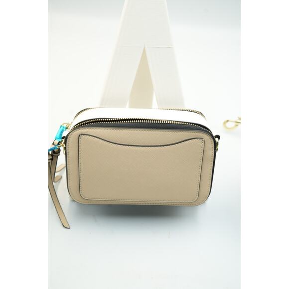 Beige Crossbody Camera Bag Gold Hardware Dual Zip with Wide Strap - Picture 2 of 10